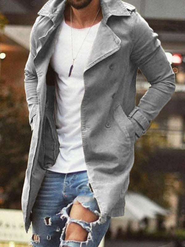 Men's coat mid-length slim fit large size windbreaker casual jacket, 5 colors