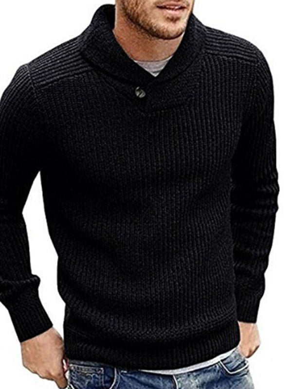 Men's Sweater Lapel Button Pullover Sweater, 5 colors