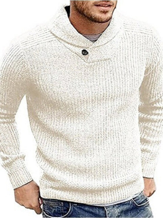 Men's Sweater Lapel Button Pullover Sweater, 5 colors