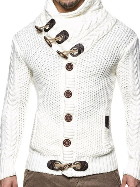 men's knitted jacket turtleneck button sweater, 6 colors