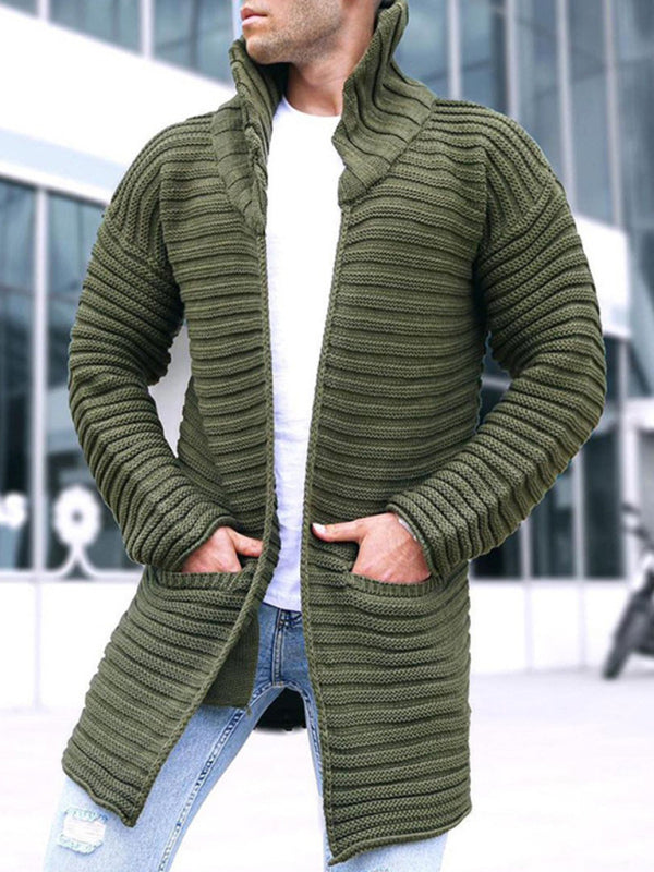 Men's turtleneck long sleeve knitted sweater cardigan, 4 colors