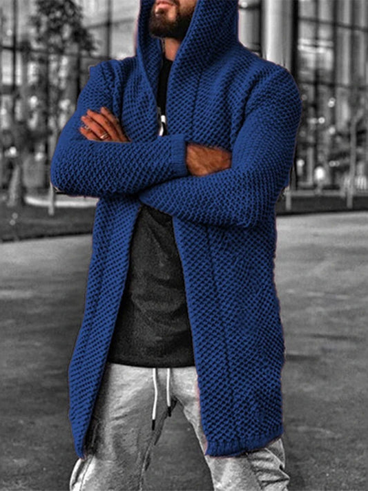 Men's hooded long sleeve knitted sweater cardigan, 6 colors