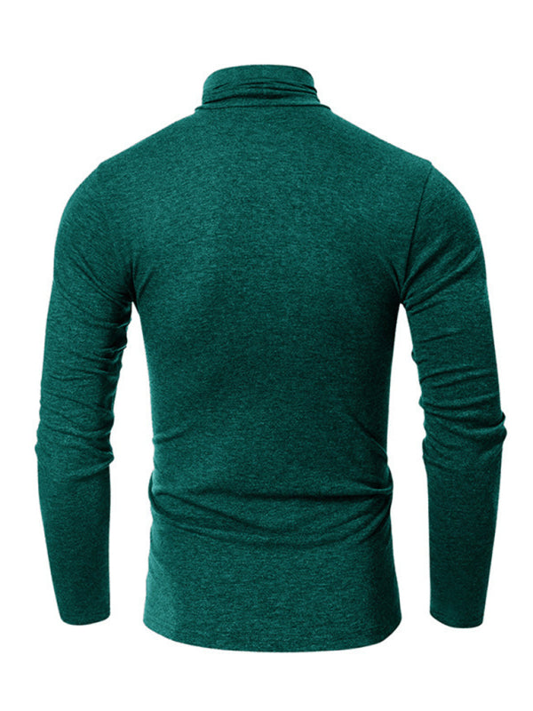 Men's long-sleeved solid color turtleneck bottoming T-shirt top, 10 colors
