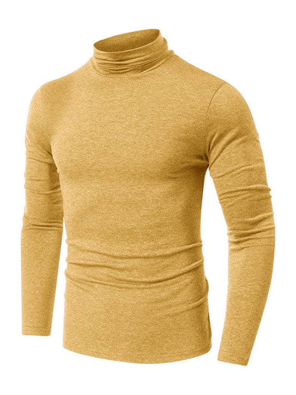 Men's long-sleeved solid color turtleneck bottoming T-shirt top, 10 colors