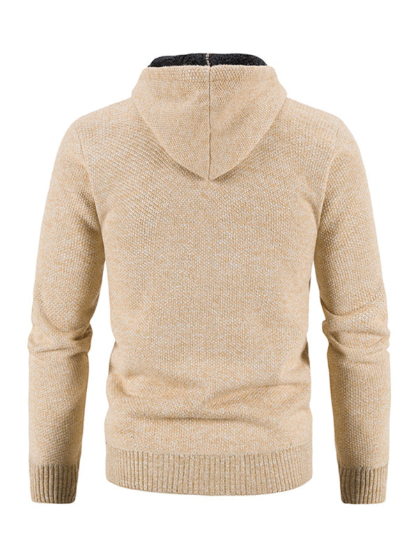 Men's casual knitted hooded zipper, 5 colors