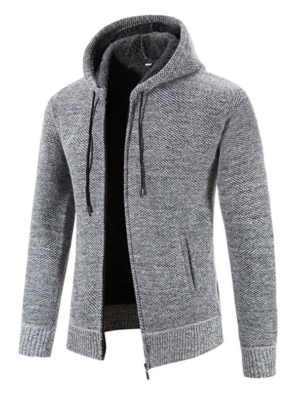 Men's casual knitted hooded zipper, 5 colors