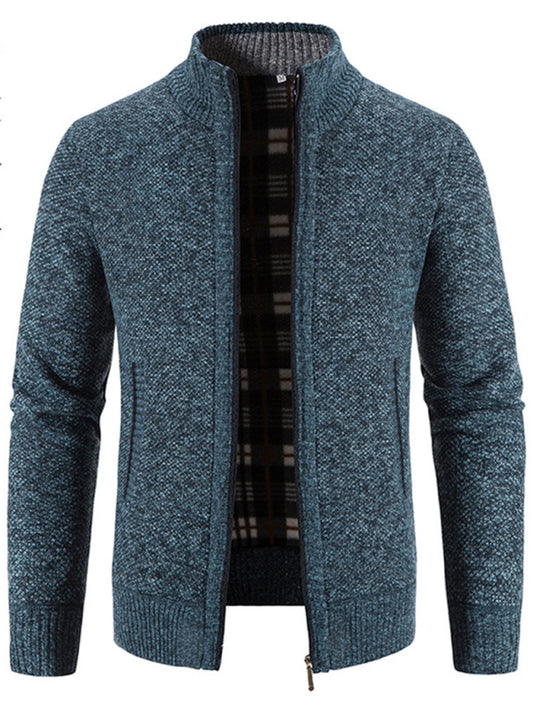 Men's casual stand collar knitted jacket, 6 colors