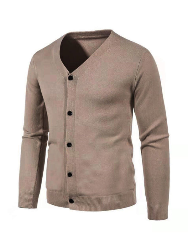 New men's casual solid color V-neck sweater cardigan sweater, 10 colors