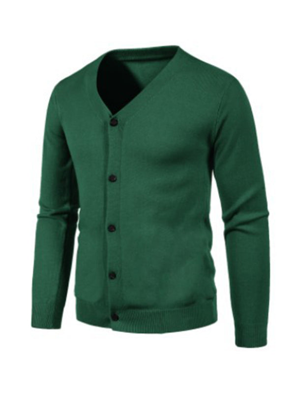 New men's casual solid color V-neck sweater cardigan sweater, 10 colors