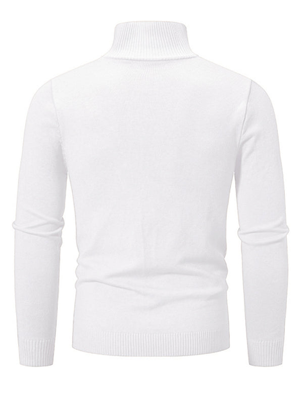 Men's casual solid color sweater half zipper pullover stand collar sweater, 10 colors