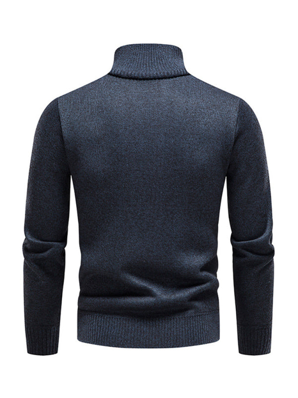 Men's stand-up collar thickened patchwork half-zip lapel sweater pullover sweater, 6 colors