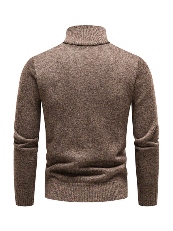 Men's stand-up collar thickened patchwork half-zip lapel sweater pullover sweater, 6 colors