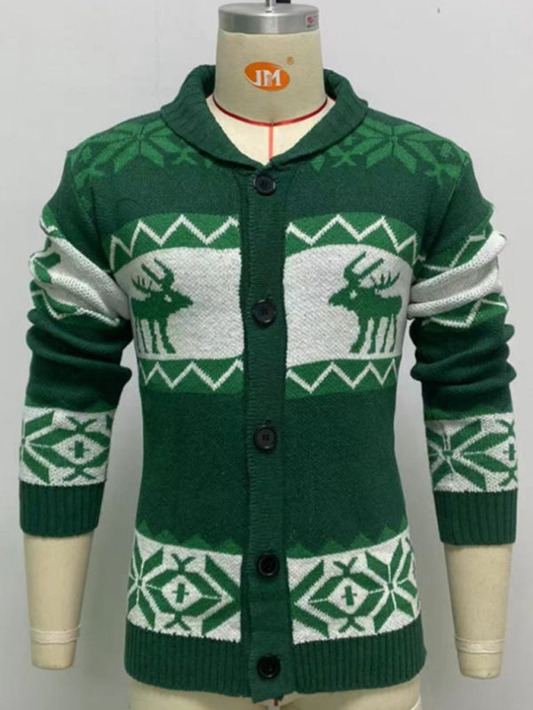 Men's Christmas jacquard sweater button cardigan sweater