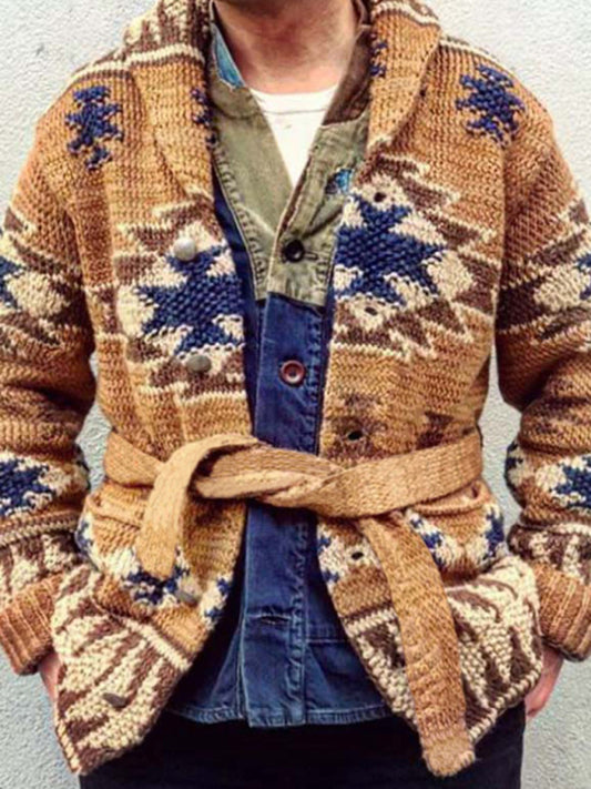 Men's Jacquard sweater button cardigan sweater