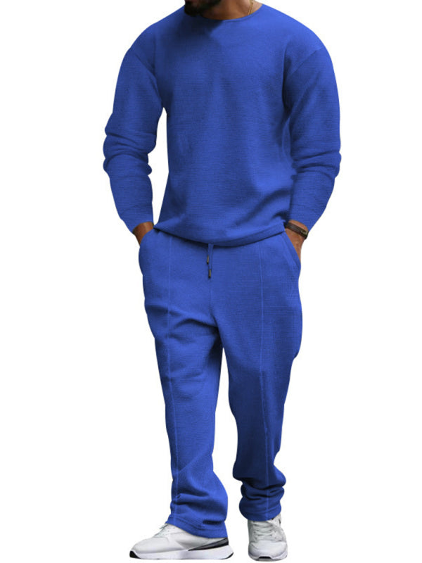 Men's long-sleeved trousers round-neck casual suit, Shop the Look, 5 Colors