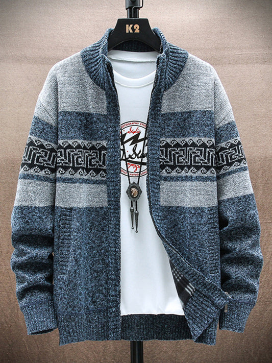 Men's  fashion stand-up collar cardigan sweater zipper style sweater