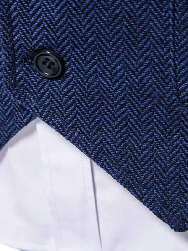 Men's herringbone tweed suit vest retro lapel vest, 4 Colors