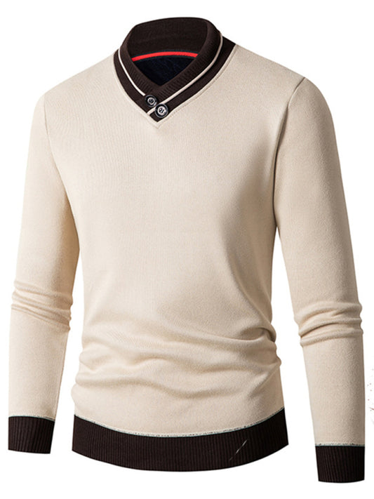 Men's  half turtleneck plus velvet slim long-sleeved sweater