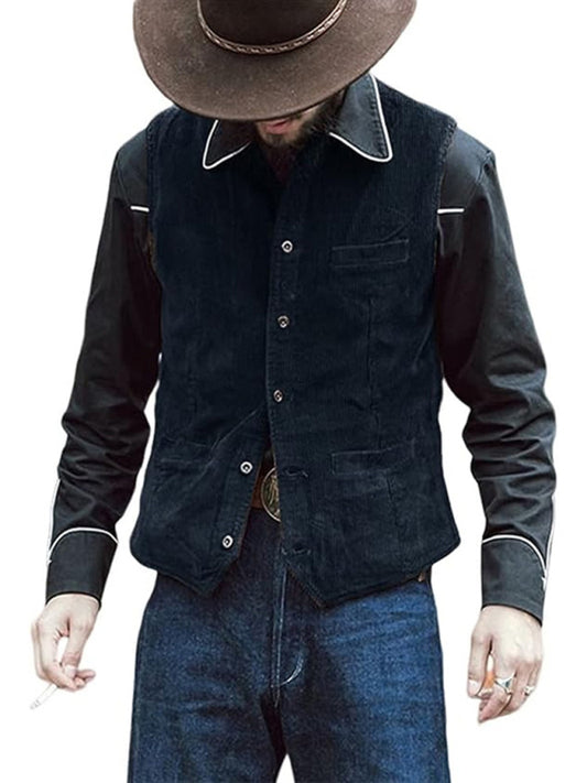 Men's solid color casual vest V-neck slim retro vest, 7 colors