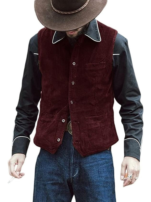 Men's solid color casual vest V-neck slim retro vest, 7 colors