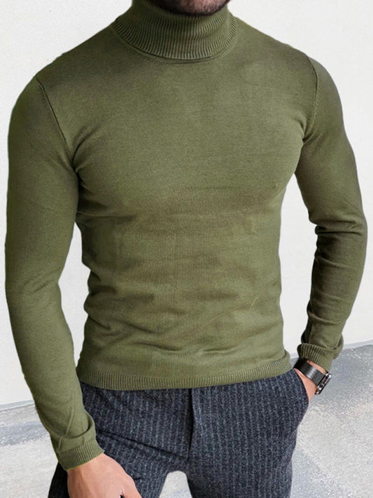 Men's new turtleneck sweater slim fit pullover bottoming sweater, 3 colors