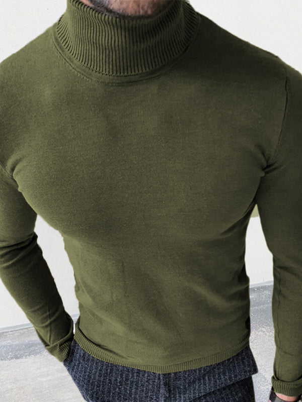 Men's new turtleneck sweater slim fit pullover bottoming sweater, 3 colors