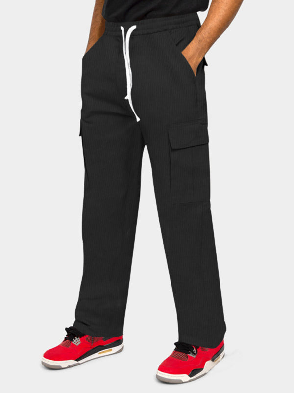 Men's corduroy workwear loose multi-pocket casual straight trousers