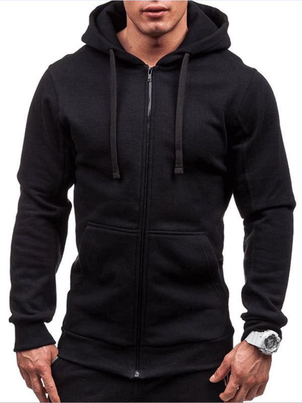 Men's long-sleeved sports hooded top zipper cardigan sweatshirt, 5 colors
