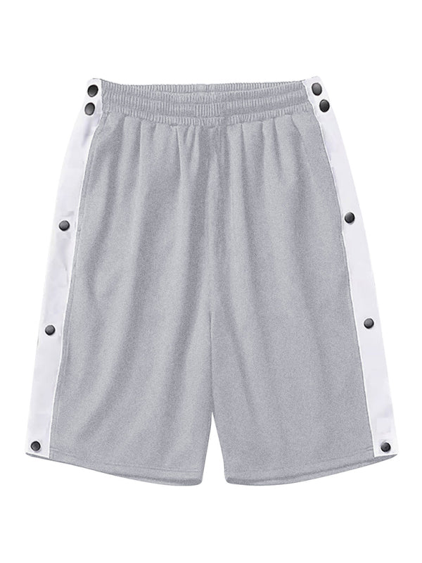 Men's classic trendy loose-fitting casual sports shorts with full side buttons, 4 colors