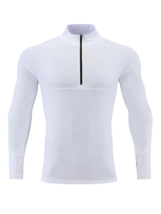 Men's long-sleeved quick-drying stand-up collar sports fitness top, 5 colors