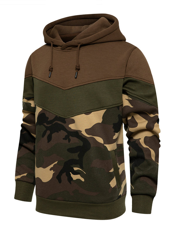 Men's casual color block and contrast fashion hooded sweatshirt, 5 Color Combinations