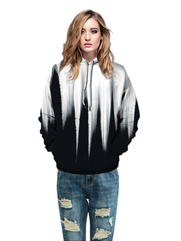 Halloween Digital Print Hooded Long Sleeve Loose Pullover Sweatshirt, 1 coloor