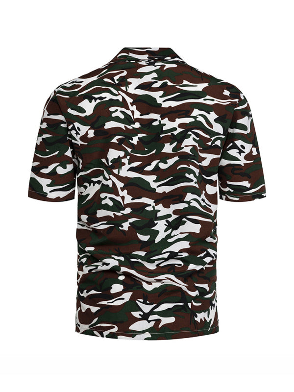 Summer seaside casual Hawaiian short-sleeved shirt, 4 colored patterns