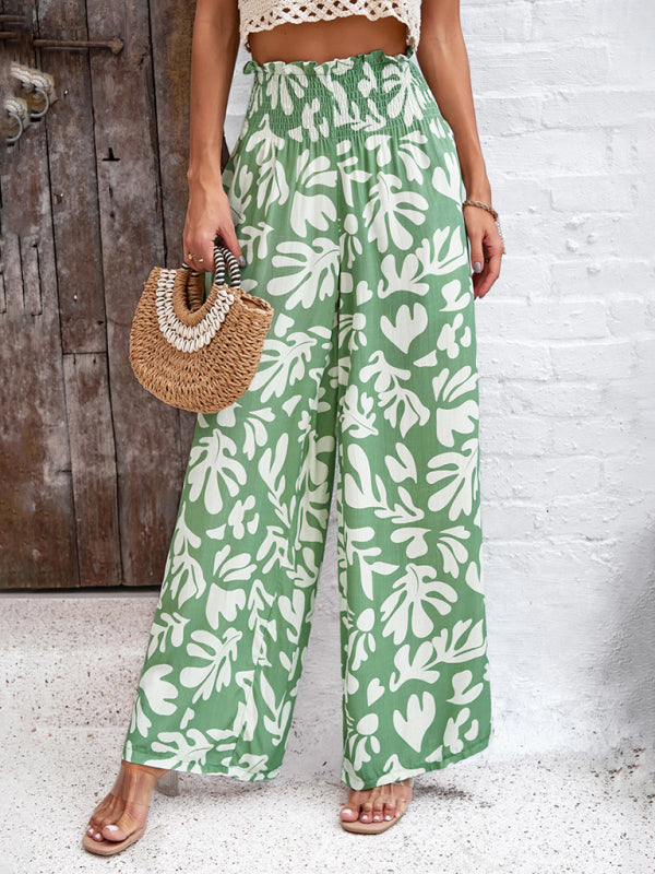 Women's elegant geometric print loose trousers, 4 patterns/colors