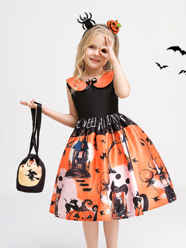 Halloween children's clothing, girls cosplay witch pumpkin performance dress princess dress, 10 patterns